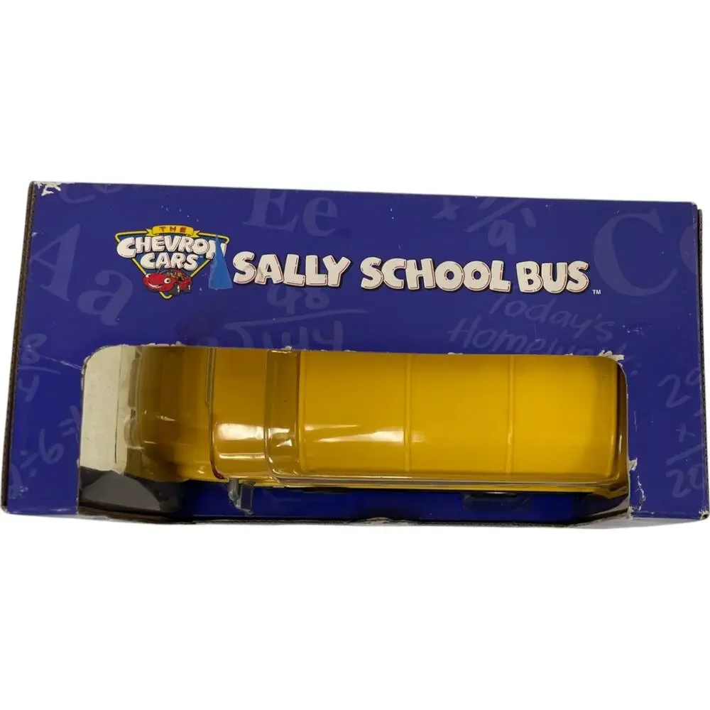 2001The Chevron Cars Sally School Bus Plastic Yellow Collectible Model Car NEW